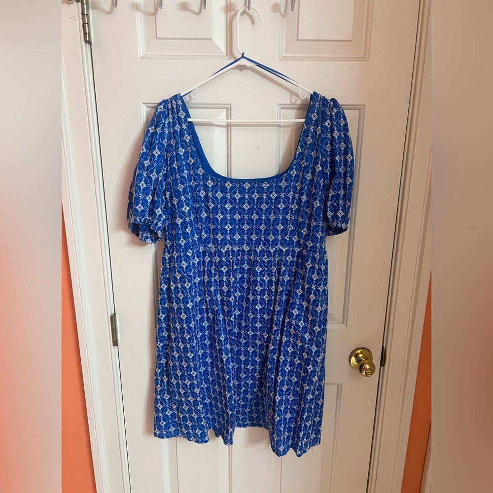 RHODE x Target Blue and White Eyelet Mini Dress